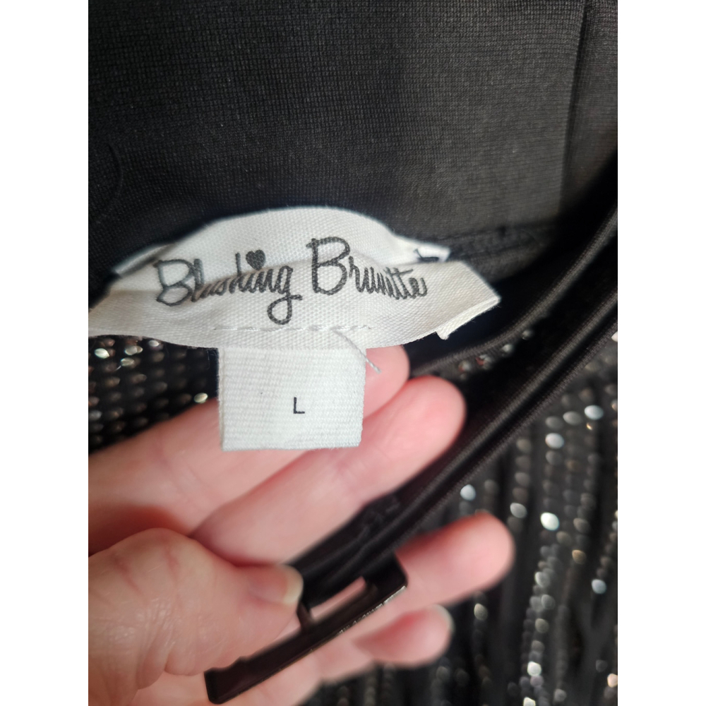 Blushing Brunette Skort Eye Catcher Fringe Black Rhinestone Western Nashville Lg - Picture 5 of 5